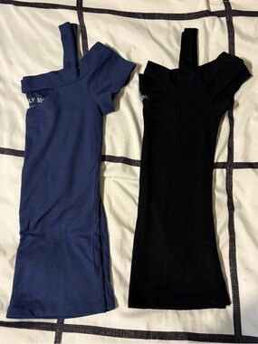 Aeropostale Blue & Black Cutout Cold-Shoulder Bodycon Tops - Bundle!!